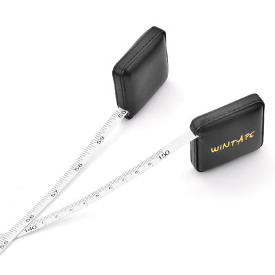 Black Faux Leather Personalised Sewing Tape Measure Soft Square Retractable OEM