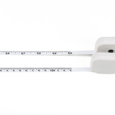 Wintape 60 Inch/1.5M Square White Retractable Button Measuring Tape Body Size Measure Tape Measure With Key Ring Design
