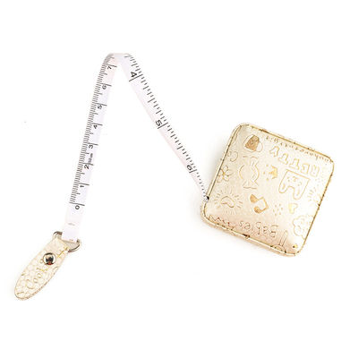 Wintape Promotional Floral PU Leather Squar Body Tape Measure Cute Shiny Glitter Mini Sewing Cloth Tailor Measuring Tape