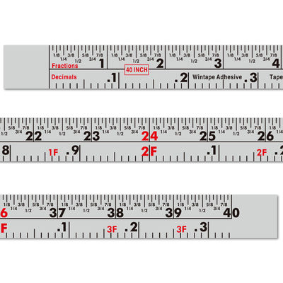 Wintape New 40 Inches Fractions And Decimals Scales Adhesive Measuring Ruler Waterproof Sticker Measurement Tape