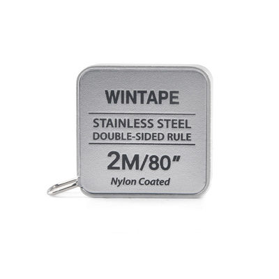 Wintape 2M/80inches Stainless Steel Square Double-Sided Rule Heavy Duty Nylon Coated Silver Metal Tape Measure