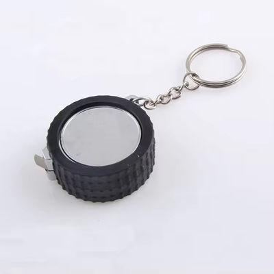 Custom Logo Auto Tyre Tire Shaped Promotional Gifts Mini Retractable Steel Tape Measure Keychain Measuring Tape