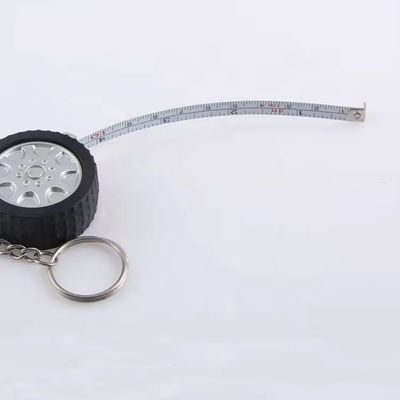 Custom Logo Auto Tyre Tire Shaped Promotional Gifts Mini Retractable Steel Tape Measure Keychain Measuring Tape