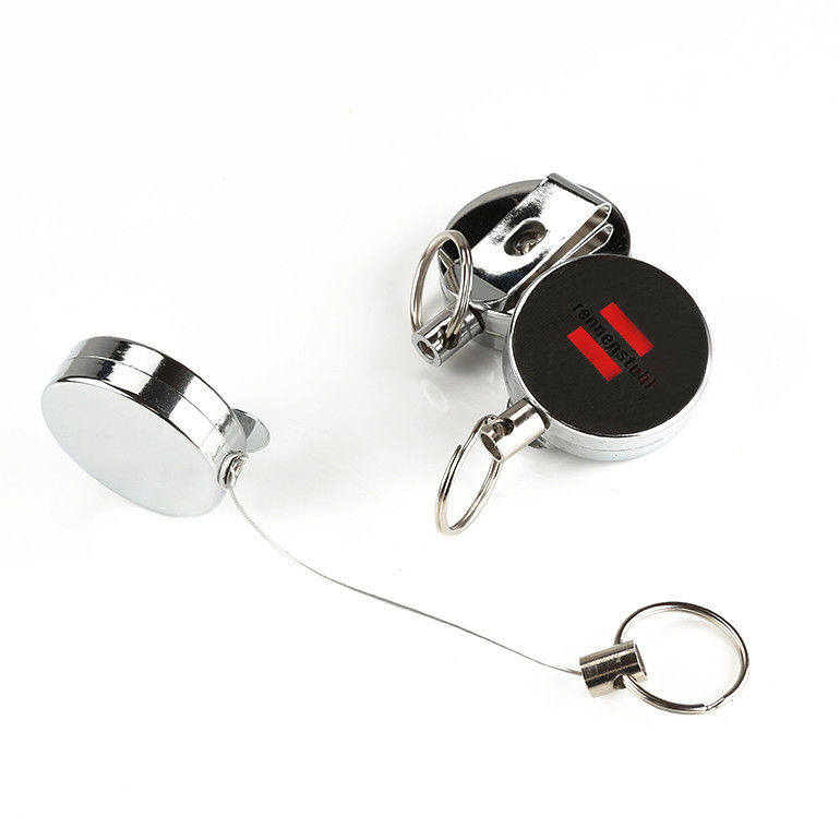Heavy Duty Metal Tape Measure Components , Keychain Ring Clip For Work ID Badge